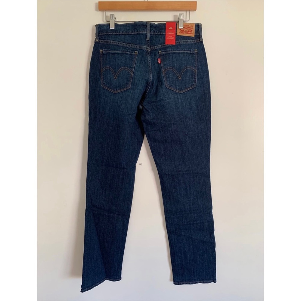 Levi's Men's 505 Classic Dark Wash Mid Rise Regular Fit Straight Leg Blue Jeans - Picture 6 of 11